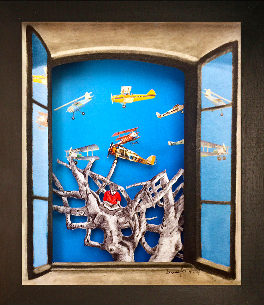 Questa libertà. Pierlugi Cappello Teatrino 3D Collage in scatola di ayous, tecnica mista 31,5 x 36,5 x 8 .jpg
